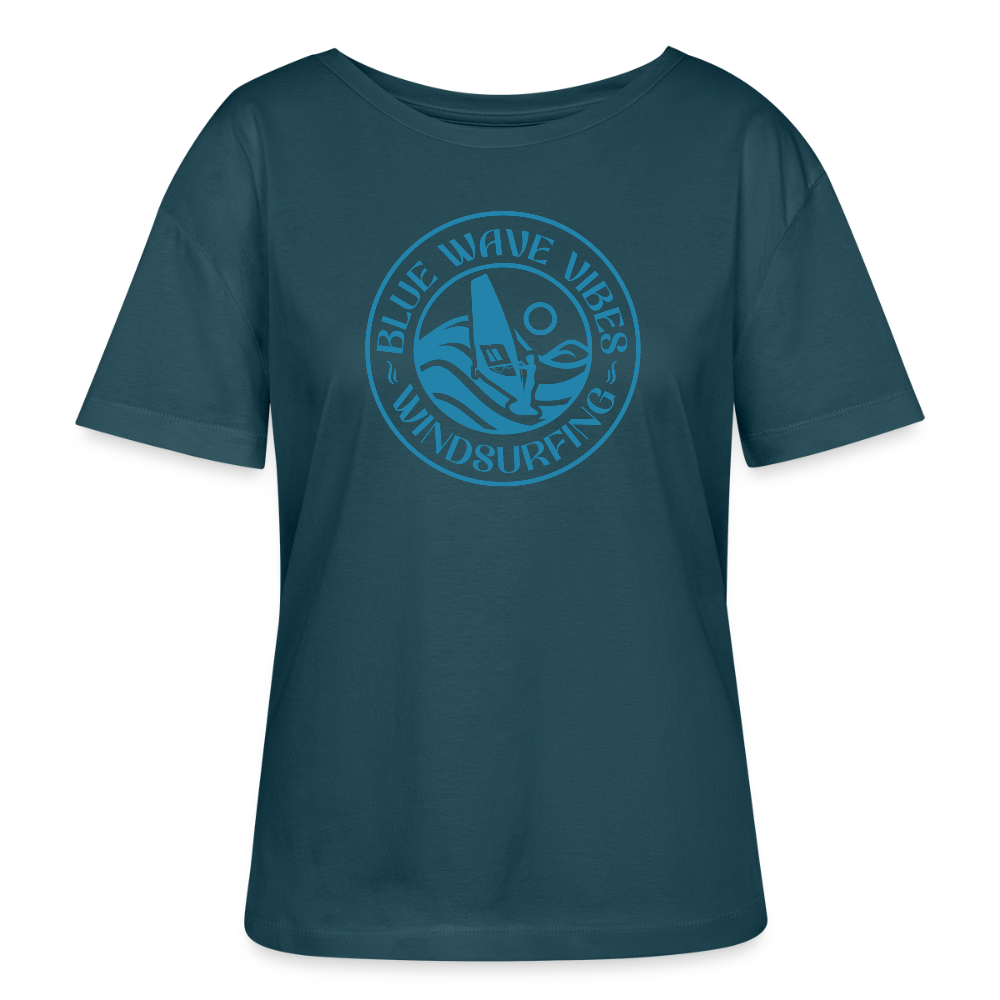 Relaxed Rundhals Frauen Bio-T-Shirt -blue wave vibes- - Dunkles Petrol