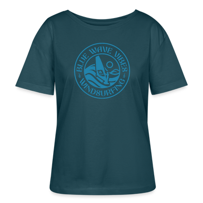 Relaxed Rundhals Frauen Bio-T-Shirt -blue wave vibes- - Dunkles Petrol