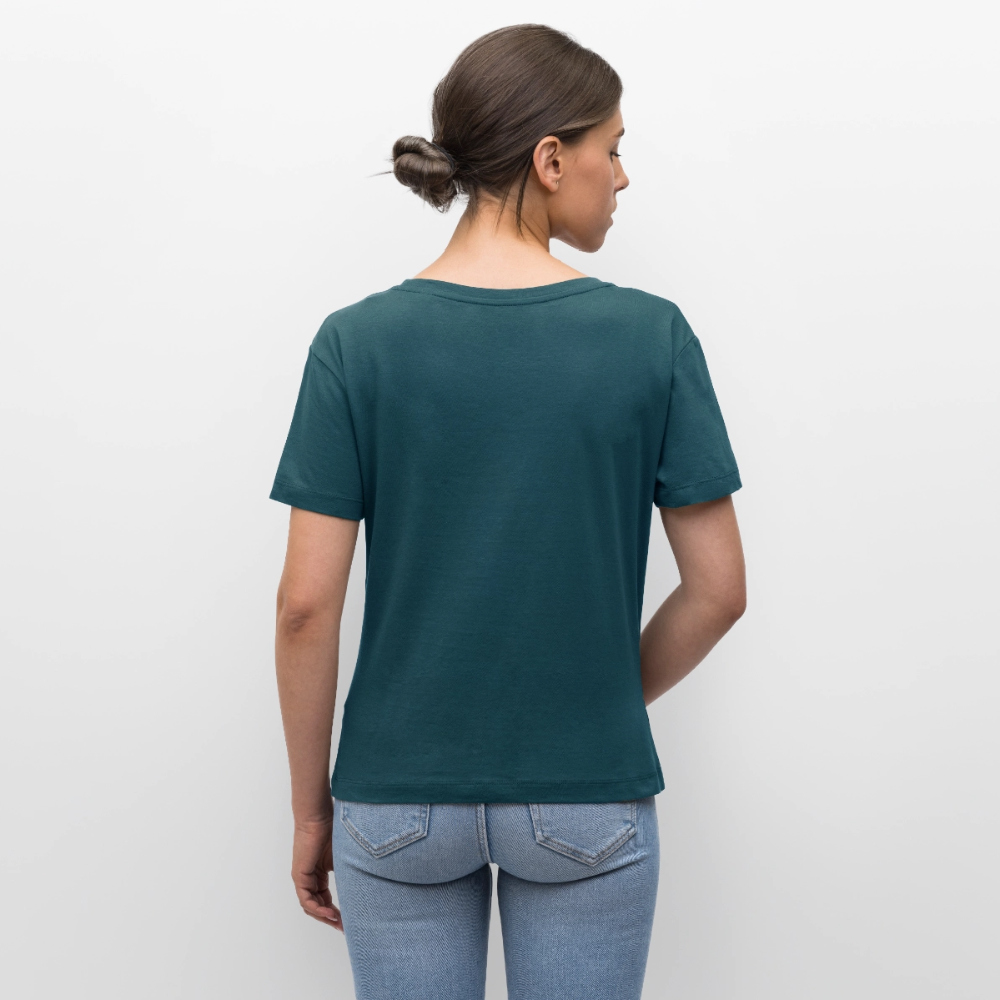 Relaxed Rundhals Frauen Bio-T-Shirt --salt water soul- - Dunkles Petrol