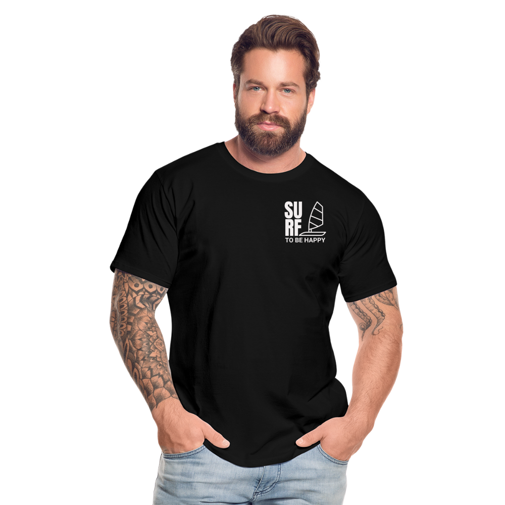 Männer Premium Bio T-Shirt -surf to be happy- - Schwarz