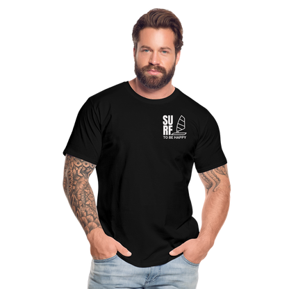 Männer Premium Bio T-Shirt -surf to be happy- - Schwarz