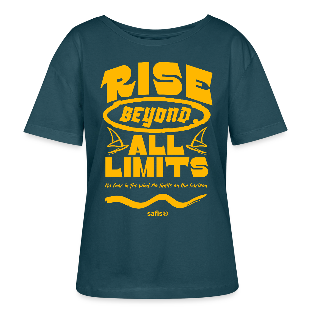-rise all limits- Relaxed Rundhals Frauen Bio-T-Shirt - Dunkles Petrol