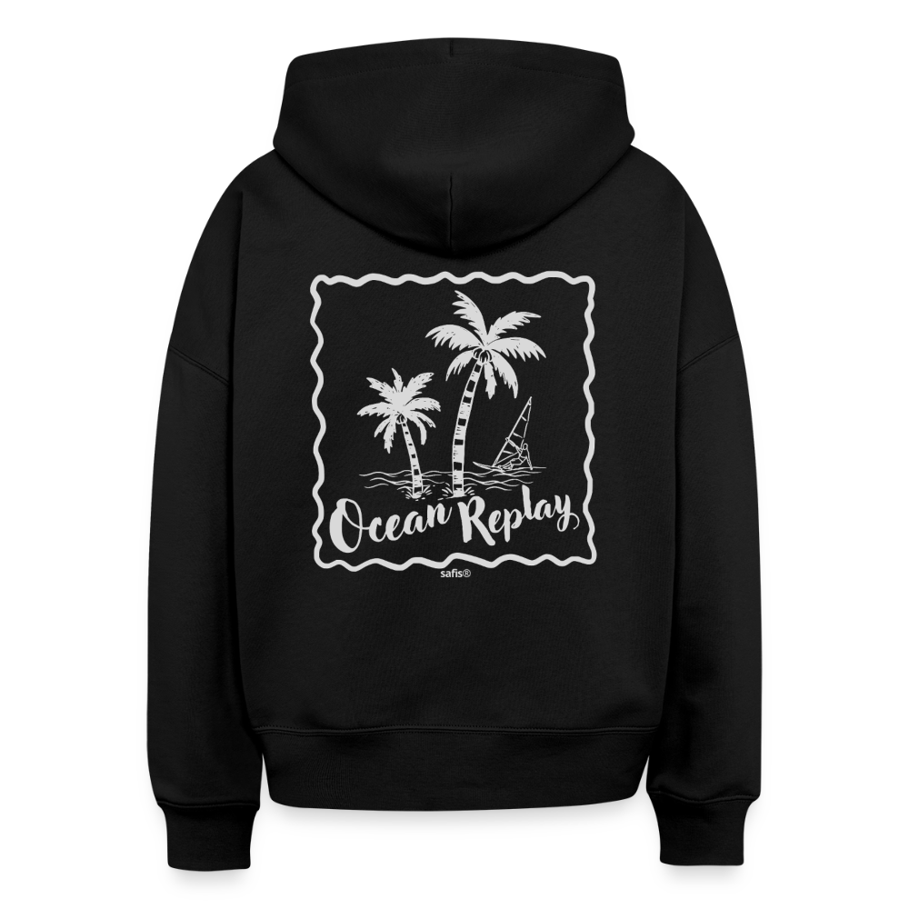 safis® Windsurfer Frauen Bio Hoodie Nora -ocean replay- - Schwarz