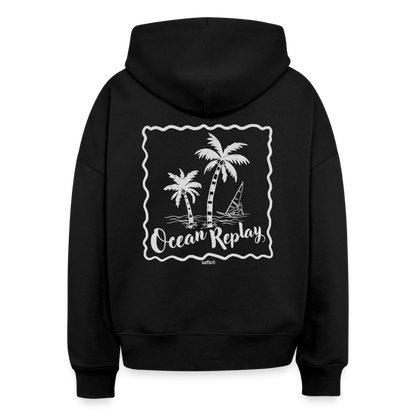 safis® Windsurfer Frauen Bio Hoodie Nora -ocean replay- - Schwarz