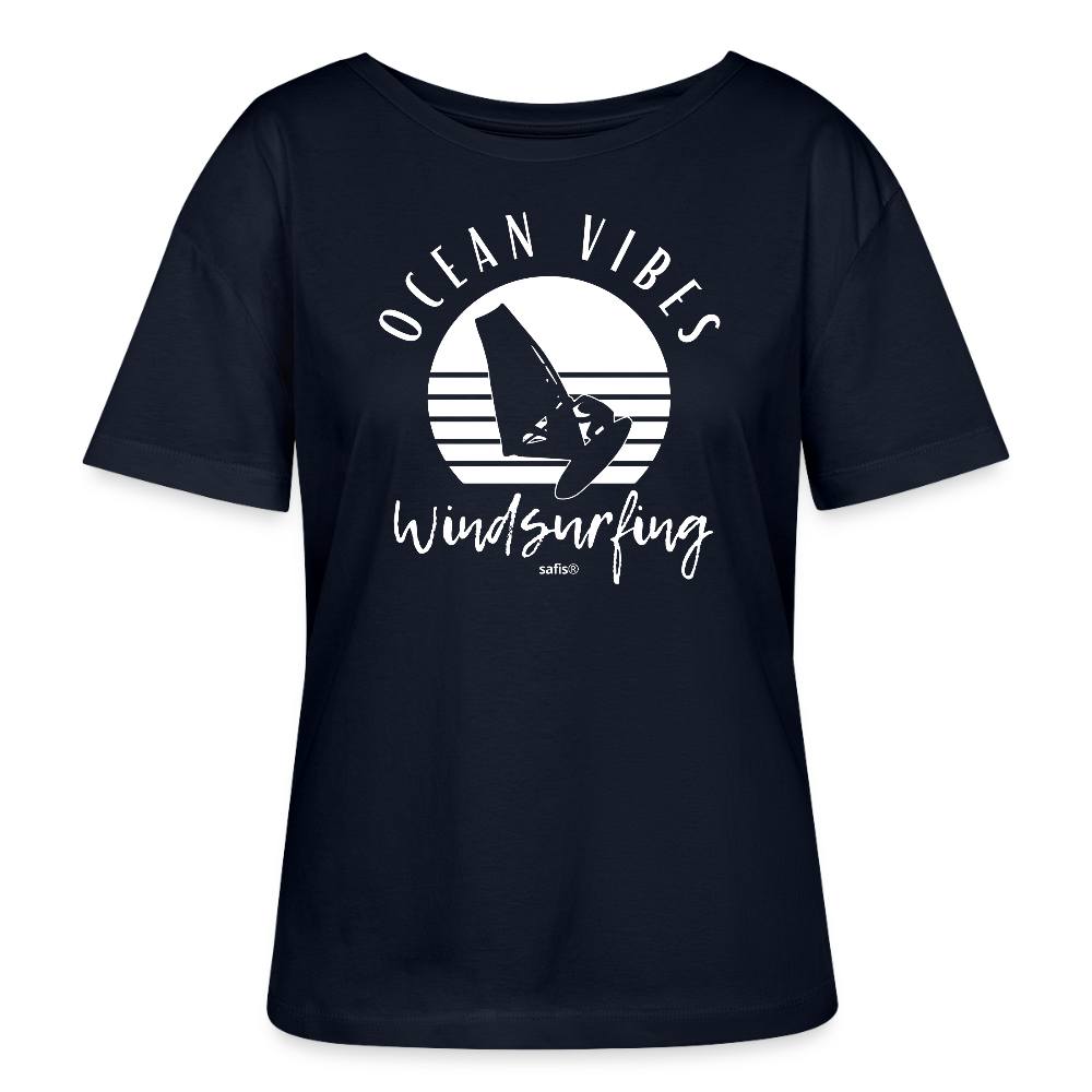 Relaxed Rundhals Frauen Bio-T-Shirt -ocean vibes windsurfing- - Navy