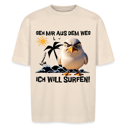 Unisex Oversize Bio-T-Shirt -ich will surfen- - Naturweiß