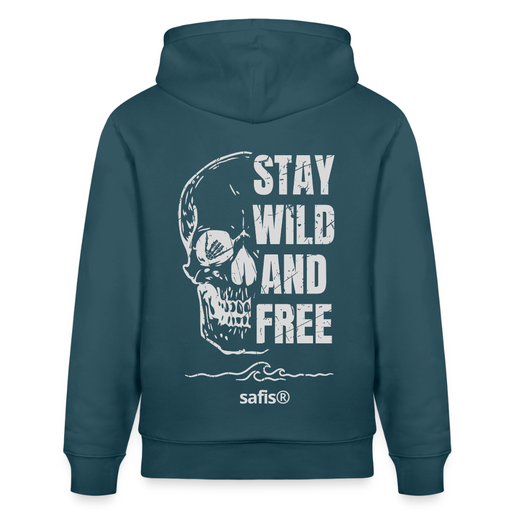safis® Windsurfkleidung -wild and free- Unisex Bio-Hoodie CRUISER - Dunkles Petrol