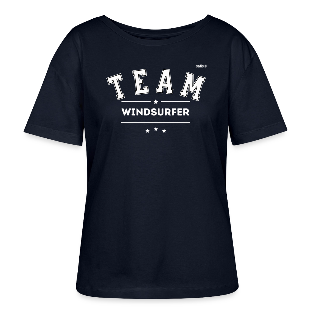 Relaxed Rundhals Frauen Bio-T-Shirt -Team Windsurfer- - Navy