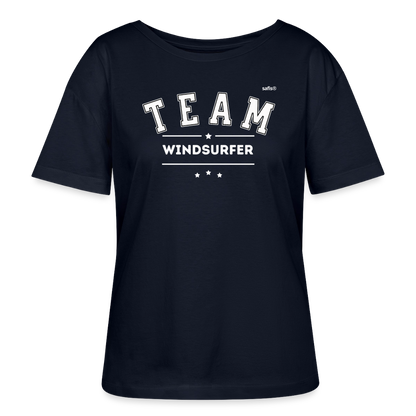 Relaxed Rundhals Frauen Bio-T-Shirt -Team Windsurfer- - Navy