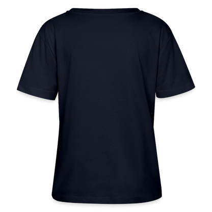 Relaxed Rundhals Frauen Bio-T-Shirt -Farbklecks- - Navy