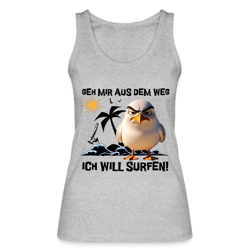 Frauen Bio Tank Top -ich will surfen- - Grau meliert