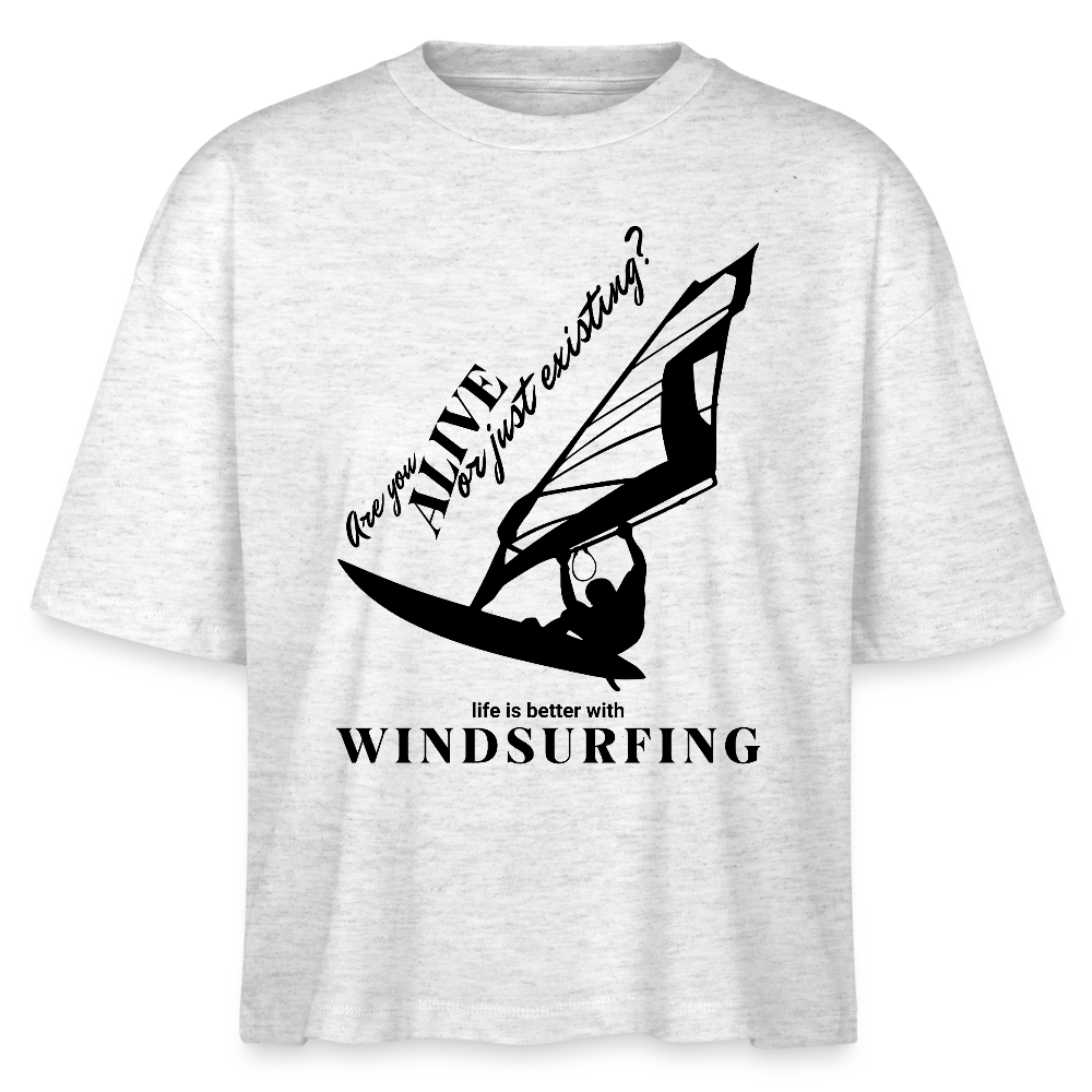 T Shirt Windsurf  -are you alive- - Weiß meliert