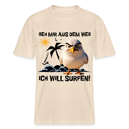 Relaxed Fit Unisex Bio-T-Shirt -ich will surfen- - Naturweiß