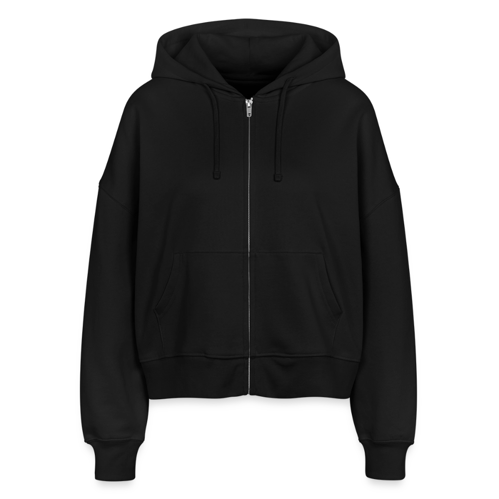 Boxy Frauen Bio Zip Hoodie Ida - Schwarz