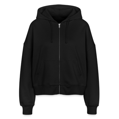Boxy Frauen Bio Zip Hoodie Ida - Schwarz