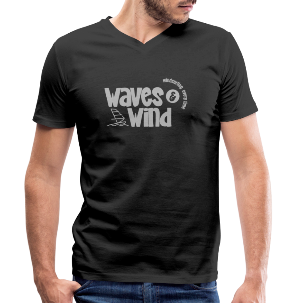 Männer Bio-T-Shirt mit V-Ausschnitt -waves & wind- - Schwarz