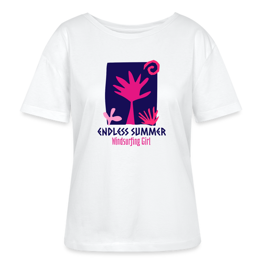 Relaxed Rundhals Frauen Bio-T-Shirt -endless summer- - Weiß