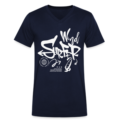 Männer Bio-T-Shirt mit V-Ausschnitt -good vibes- - Navy