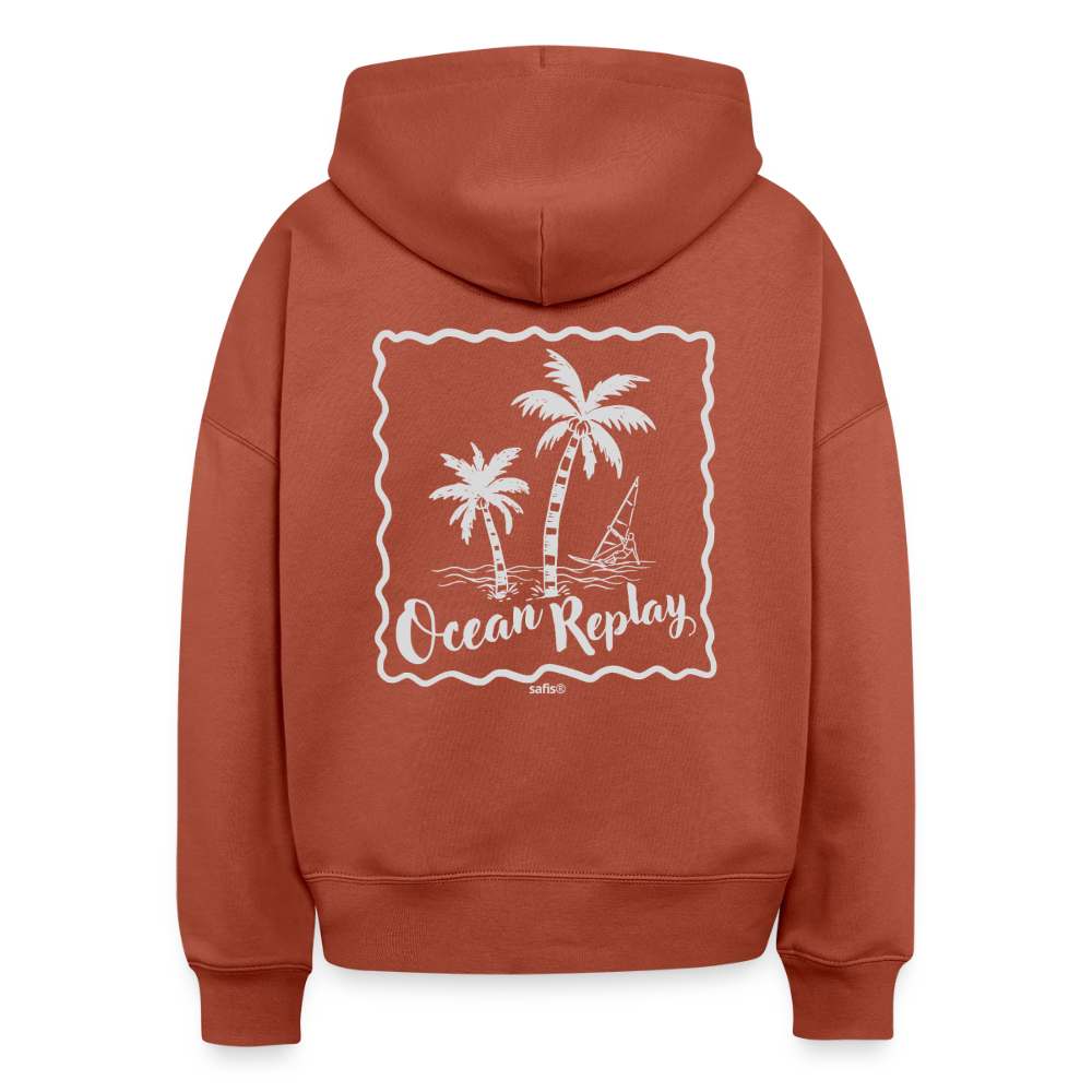 safis® Windsurfer Frauen Bio Hoodie Nora -ocean replay- - Terrakotta