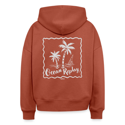 safis® Windsurfer Frauen Bio Hoodie Nora -ocean replay- - Terrakotta