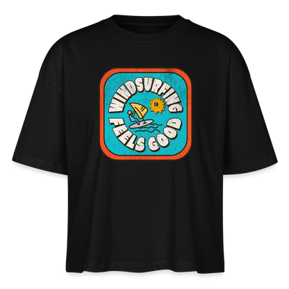 Frauen Boxy Bio-T-Shirt -feeld good- - Schwarz