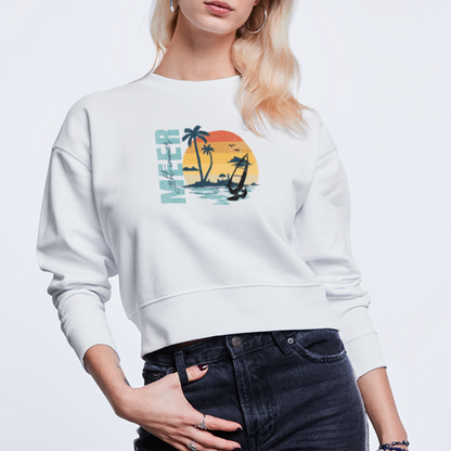 Cropped Frauen Bio-Sweatshirt -meer geht immer- - Weiß