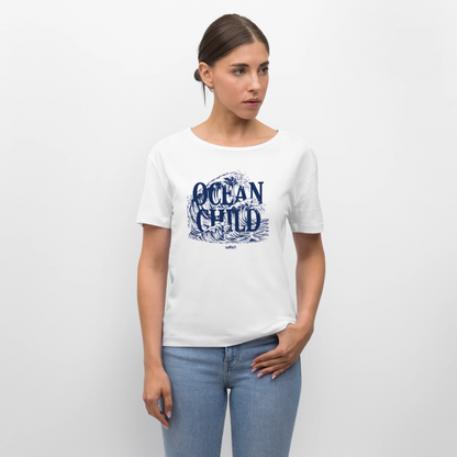 Relaxed Rundhals Frauen Bio-T-Shirt -ocean child- - Weiß
