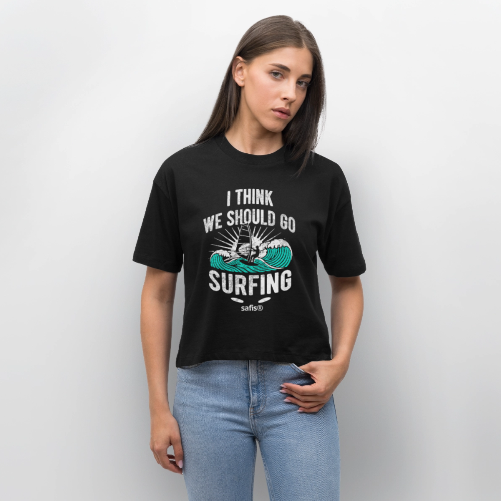 Frauen Boxy Bio-T-Shirt Nova -surfing- - Schwarz