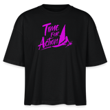 Frauen Boxy Bio-T-Shirt -time for action- - Schwarz