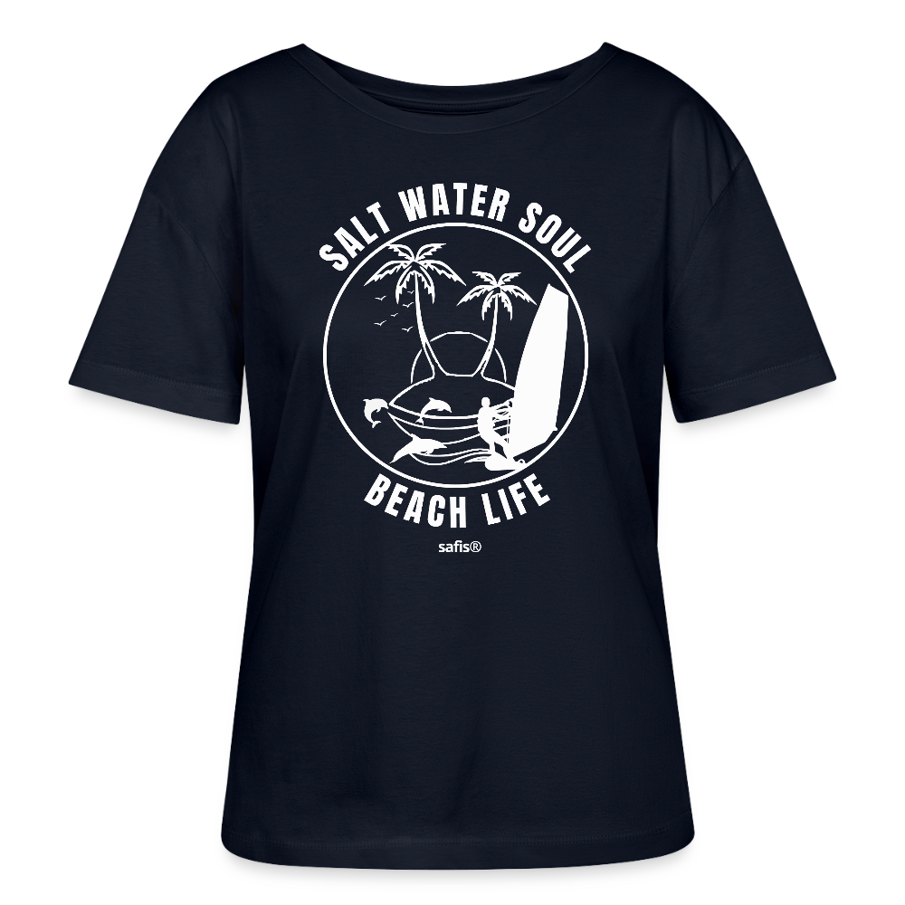 safis® Windsurfing Frauen Bio-T-Shirt --salt water soul- - Navy