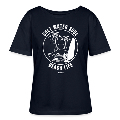 safis® Windsurfing Frauen Bio-T-Shirt --salt water soul- - Navy
