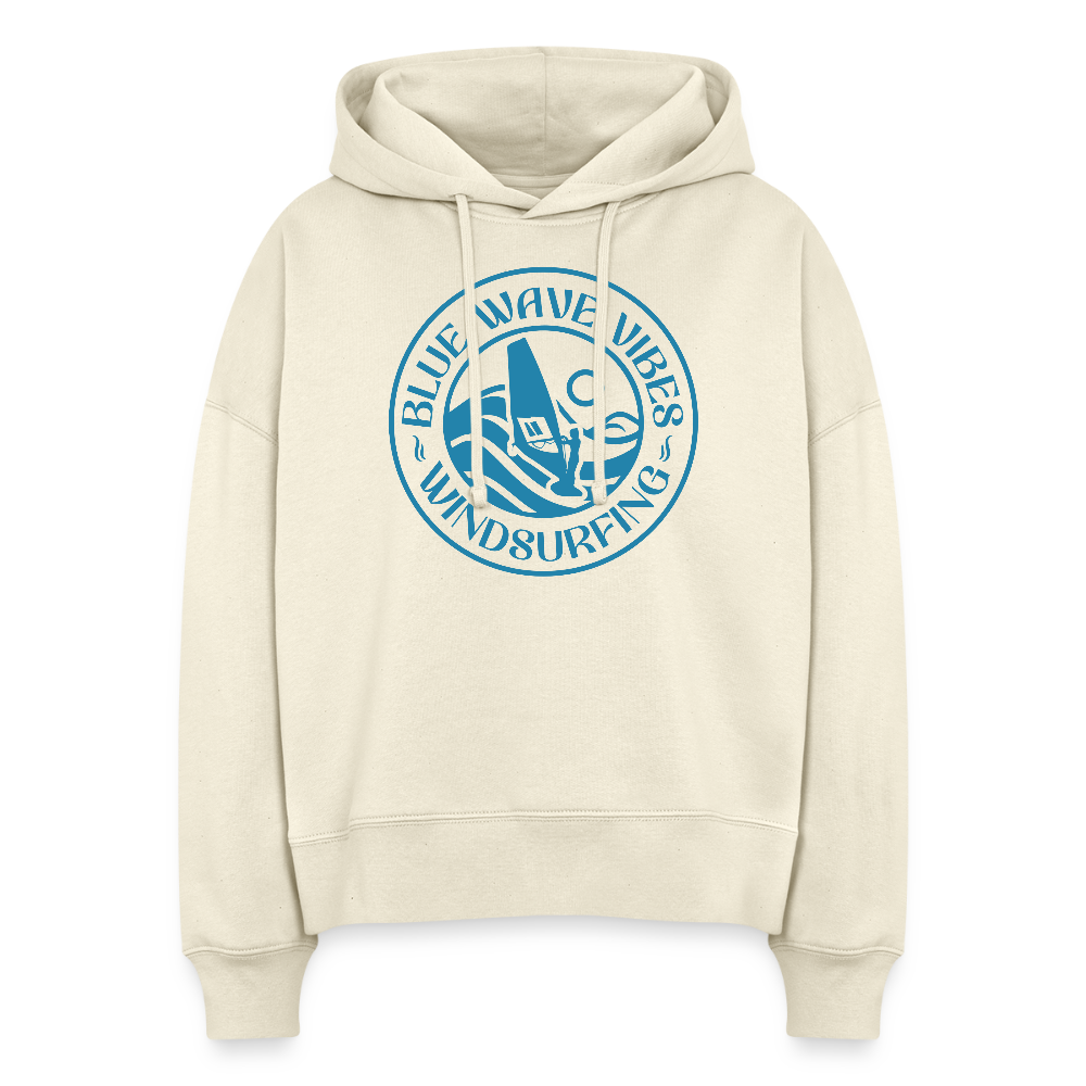 Boxy Frauen Bio Hoodie Nora -blue wave vibes- - Naturroh