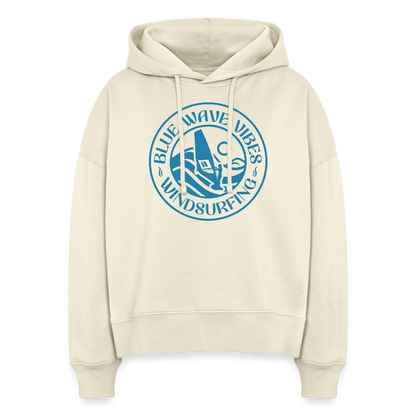 Boxy Frauen Bio Hoodie Nora -blue wave vibes- - Naturroh