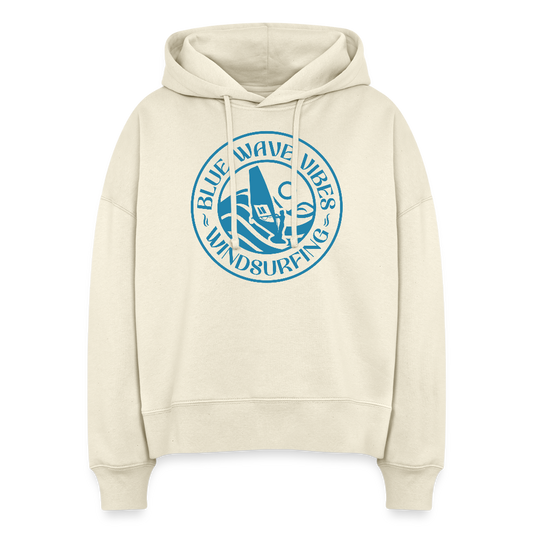 Boxy Frauen Bio Hoodie Nora -blue wave vibes- - Naturroh