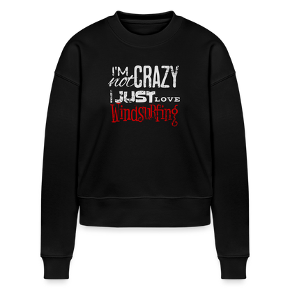 Cropped Frauen Bio-Sweatshirt -crazy- - Schwarz