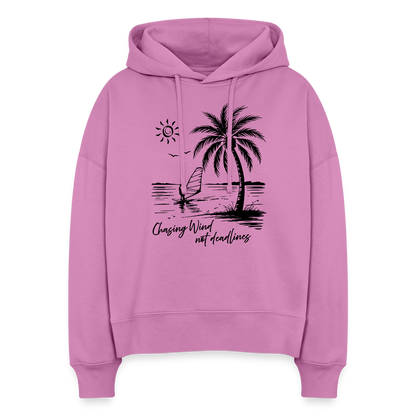 Boxy Frauen Bio Hoodie -stay salty- - Pink