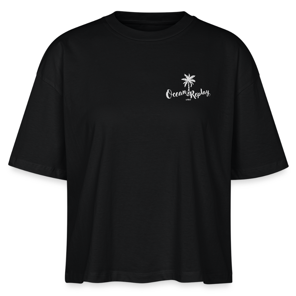 Frauen Boxy Bio-T-Shirt Nova -ocean replay- - Schwarz