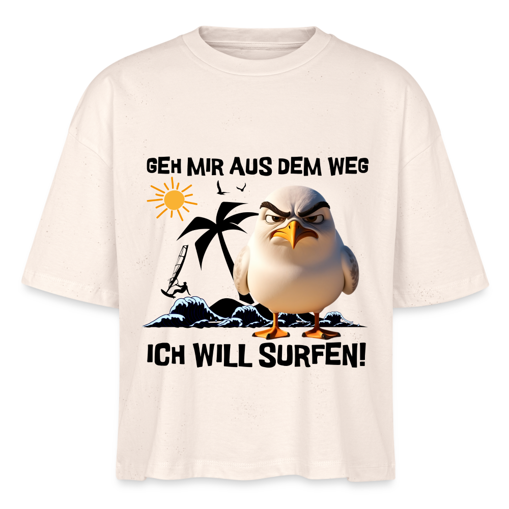 Frauen Boxy Bio-T-Shirt -ich will surfen- - Naturweiß