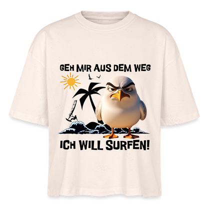 Frauen Boxy Bio-T-Shirt -ich will surfen- - Naturweiß