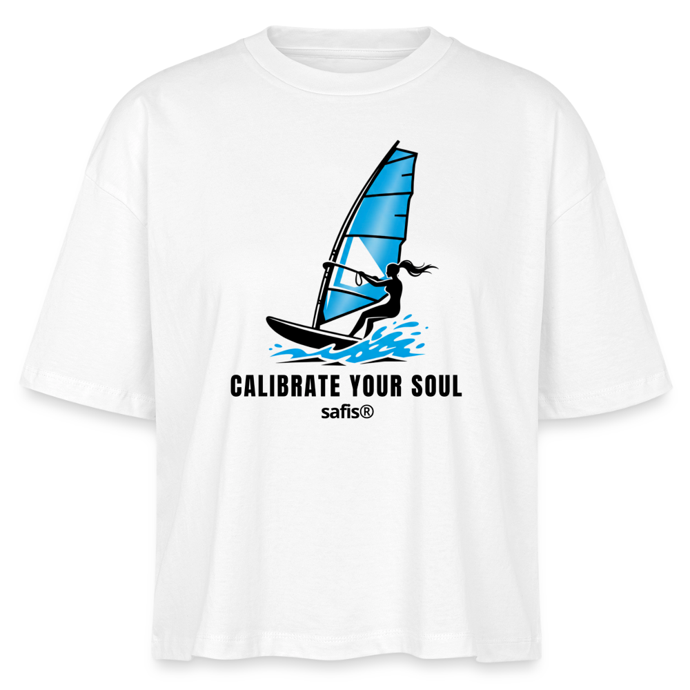 Windsurf Shirt Frauen Boxy Bio-T-Shirt -calibrate your soul- - Weiß safis®