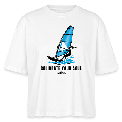 Windsurf Shirt Frauen Boxy Bio-T-Shirt -calibrate your soul- - Weiß safis®