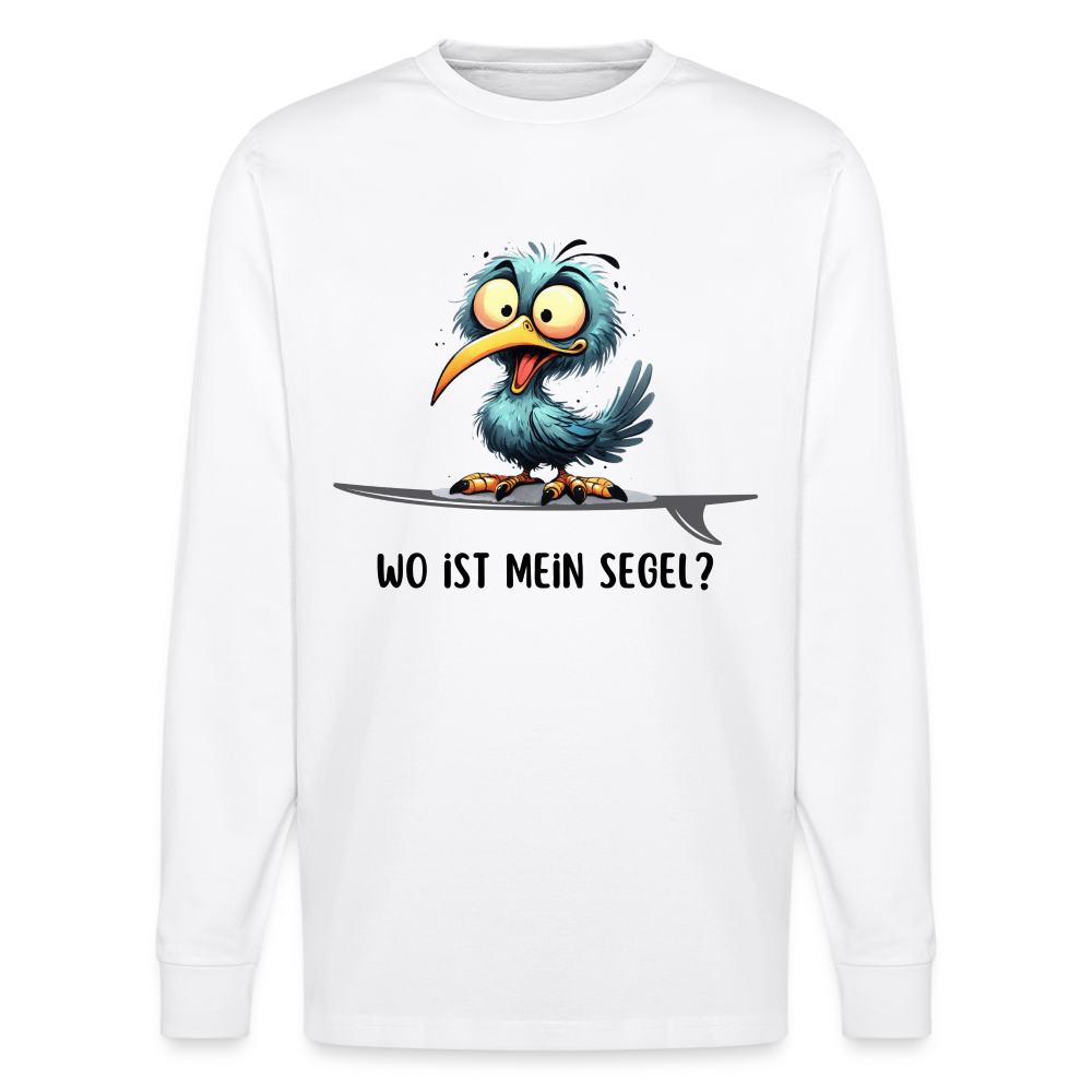 Unisex Bio-Langarmshirt -Wo ist mein Segel?- - Weiß