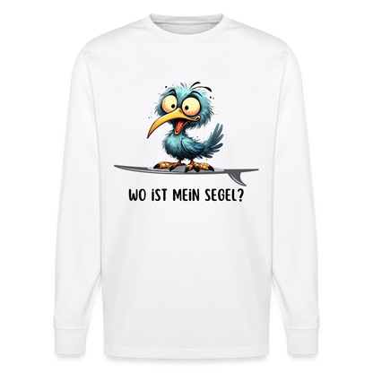 Unisex Bio-Langarmshirt -Wo ist mein Segel?- - Weiß