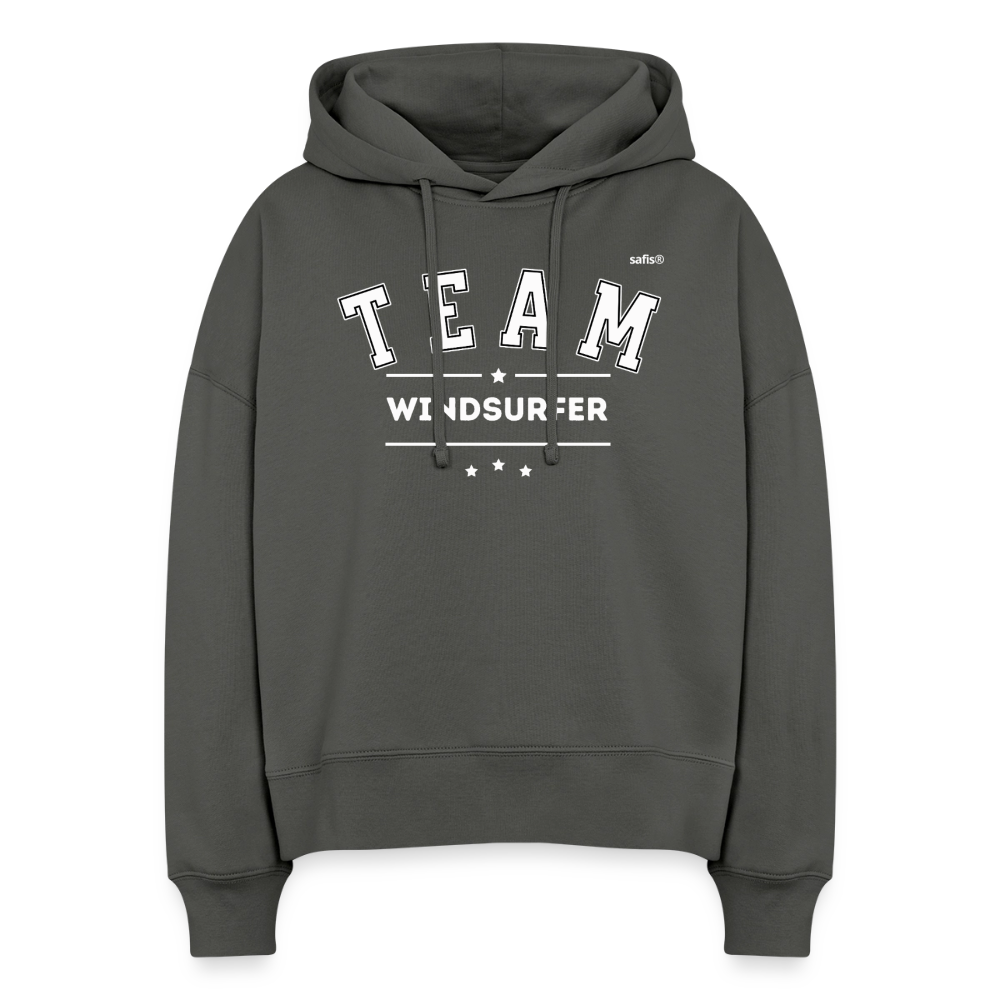 Boxy Frauen Bio Hoodie -Team Windsurfer- - Anthrazit