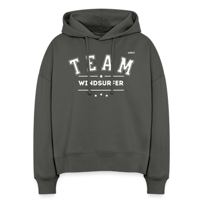 Boxy Frauen Bio Hoodie -Team Windsurfer- - Anthrazit