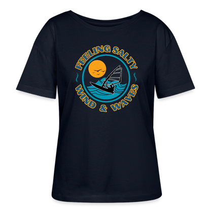 Relaxed Rundhals Frauen Bio-T-Shirt -feeling salty- - Navy