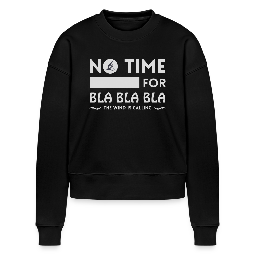 Cropped Frauen Bio-Sweatshirt -bla bla bla- - Schwarz