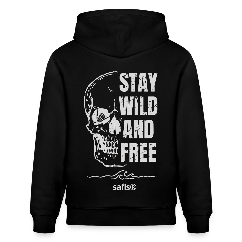 safis® Windsurfkleidung-wild and free- Unisex Bio-Hoodie CRUISER - Schwarz