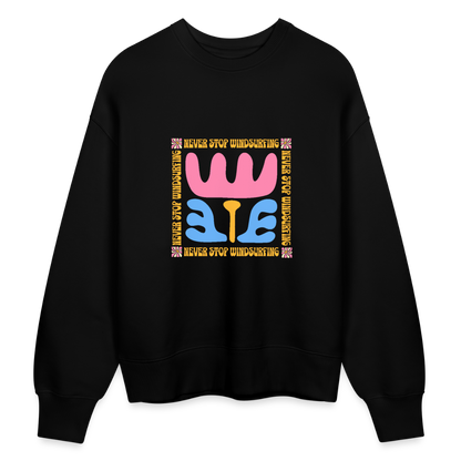 Unisex Oversize Bio Pullover -wavy- - Schwarz