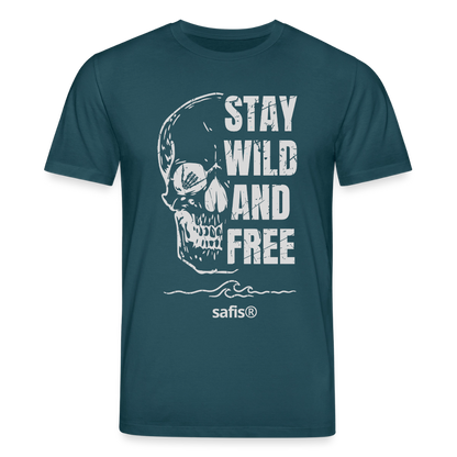 safis T-Shirt mit Totenschädel -wild and free- Unisex Bio-T-Shirt CREATOR - Dunkles Petrol